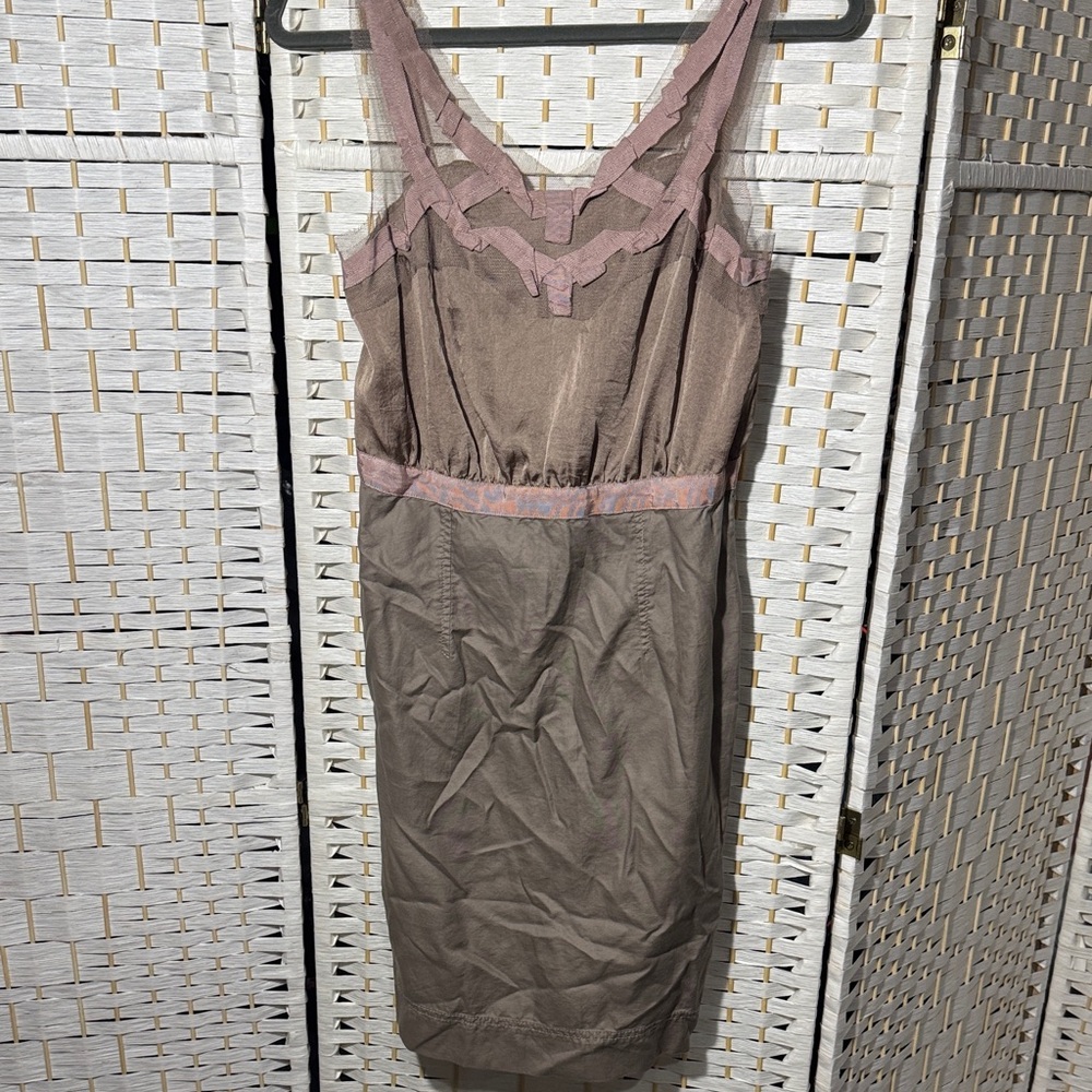 LOFT Mauve and Brown Lace Dress